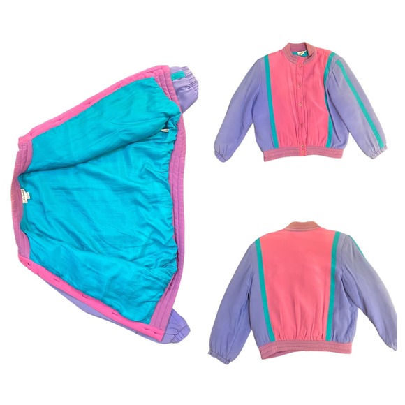 80’s Vintage Color Blocked Silk Tracksuit - Picture 5 of 9